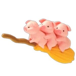Pigs on a broom gachapon figurine